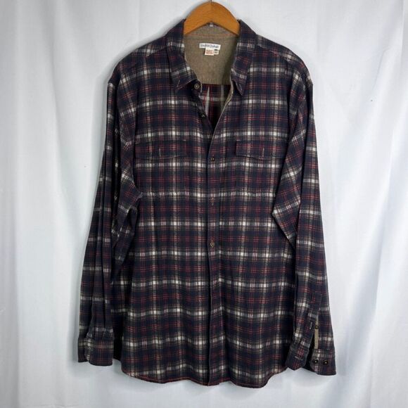 Carbon 2 Cobalt Flannel Plaid Long Sleeve Button Front 100% Cotton Shirt Size XL - Picture 8 of 8
